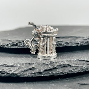 Vintage sterling silver pierced beer tankard charm pendant necklace