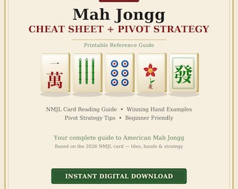 2026 Mah Jong Spickzettel und Pivot Strategie| NMJL Regeln, Winning Hands (Digitaler Download)