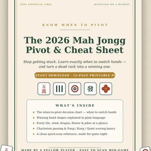 Win More Games with This 2026 NMJL Pivot Strategy Guide |Cheat Sheet & Pivot Chart American Mah Jongg Rules, Charleston, Jokers and Scoring