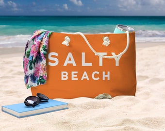 Salty Beach Tote Bag | Large Tote Bag | Orange Beach Bag | Stylish Beach Bag | Modern Tote Bag | Beach Essentials