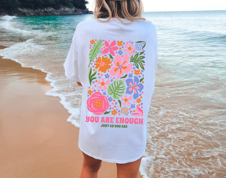 Flower Market Shirt, Comfort Colors Shirt, You Are Enough T-shirt, Graphic Tee, Flower Tee, Oversized Shirt, Aesthetic Tee image 7