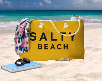 Salty Beach Tote Bag | Large Tote Bag | Yellow Beach Bag | Stylish Beach Bag | Modern Tote Bag | Beach Essentials