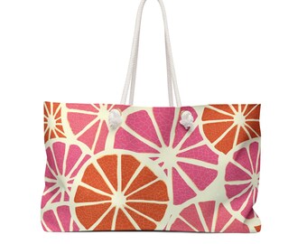 Citrus Weekender Tote Bag | Sunshine Tote Bag | Beach Bag | Stylish Beach Bag | Modern Tote Bag | Beach Essentials | Weekend Getaway