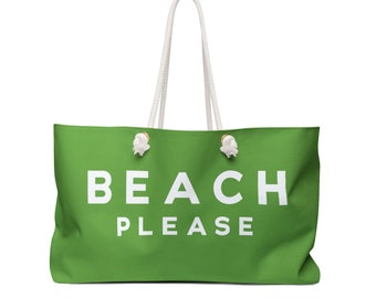 Beach Please Tote Bag | Large Tote Bag | Green Beach Bag | Stylish Beach Bag | Modern Tote Bag | Beach Essentials | Weekend G