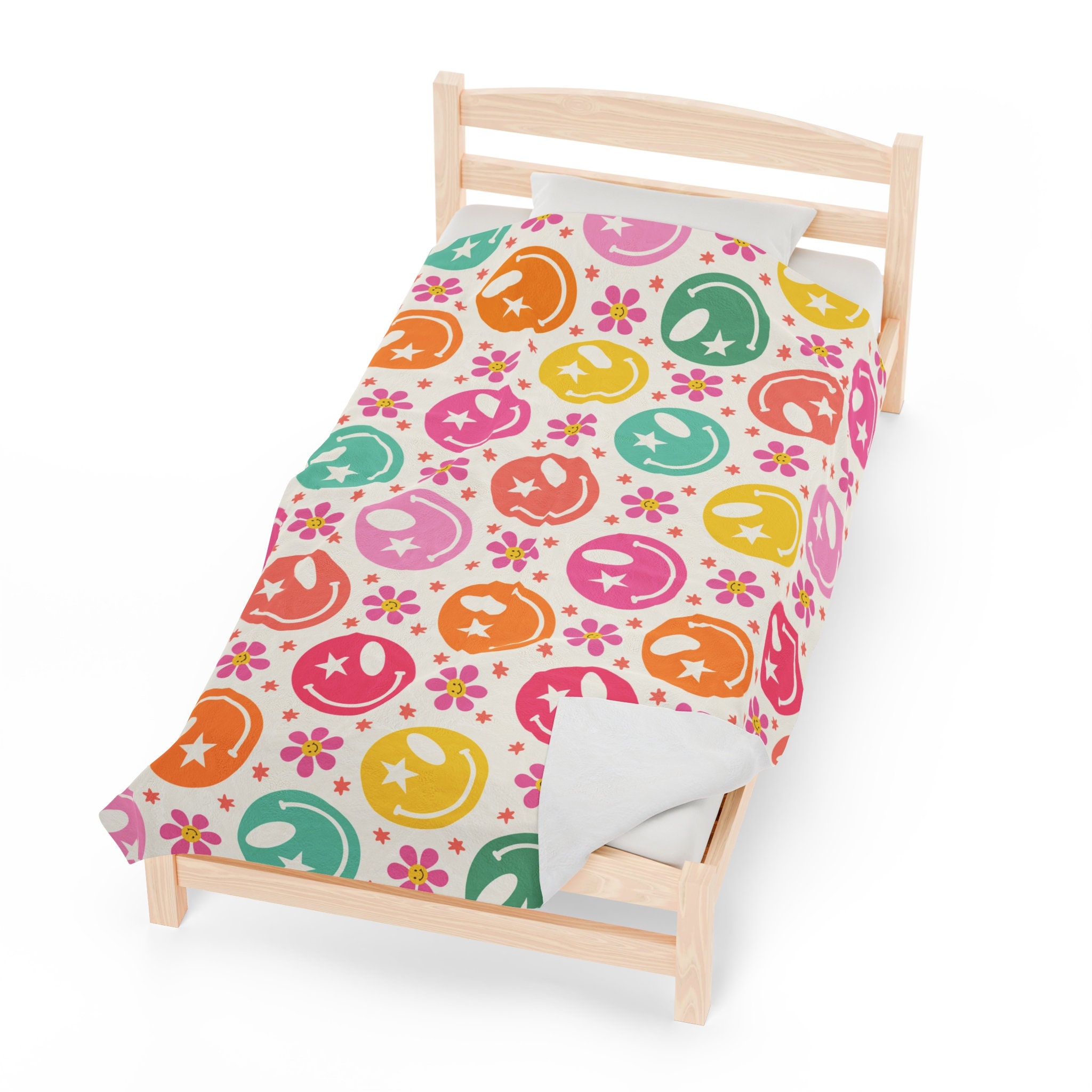 Smiley Face Plush Blanket, Minky Blanket, Smiley Face Bolt Blanket ...