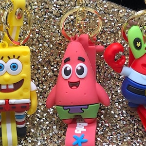 KeyringKrew Spongebob SquarePants Keyrings/Keychains | Cartoon Cute Emo Kids Goth Fun Jake Finn Japan Kitsch 90s