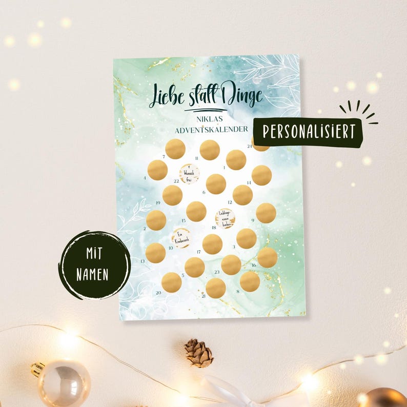 Advent Calendar With Name Women, Men, Girlfriend, Scratch Advent