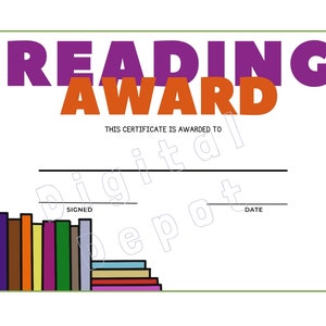 Reading Award Certificate | Instant Download | Printable