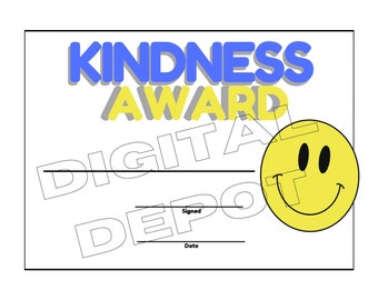 Kindness Award | Certificate | Instant Download | Printable
