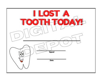 I Lost a Tooth Today | Certificate | Printable | Instant Download
