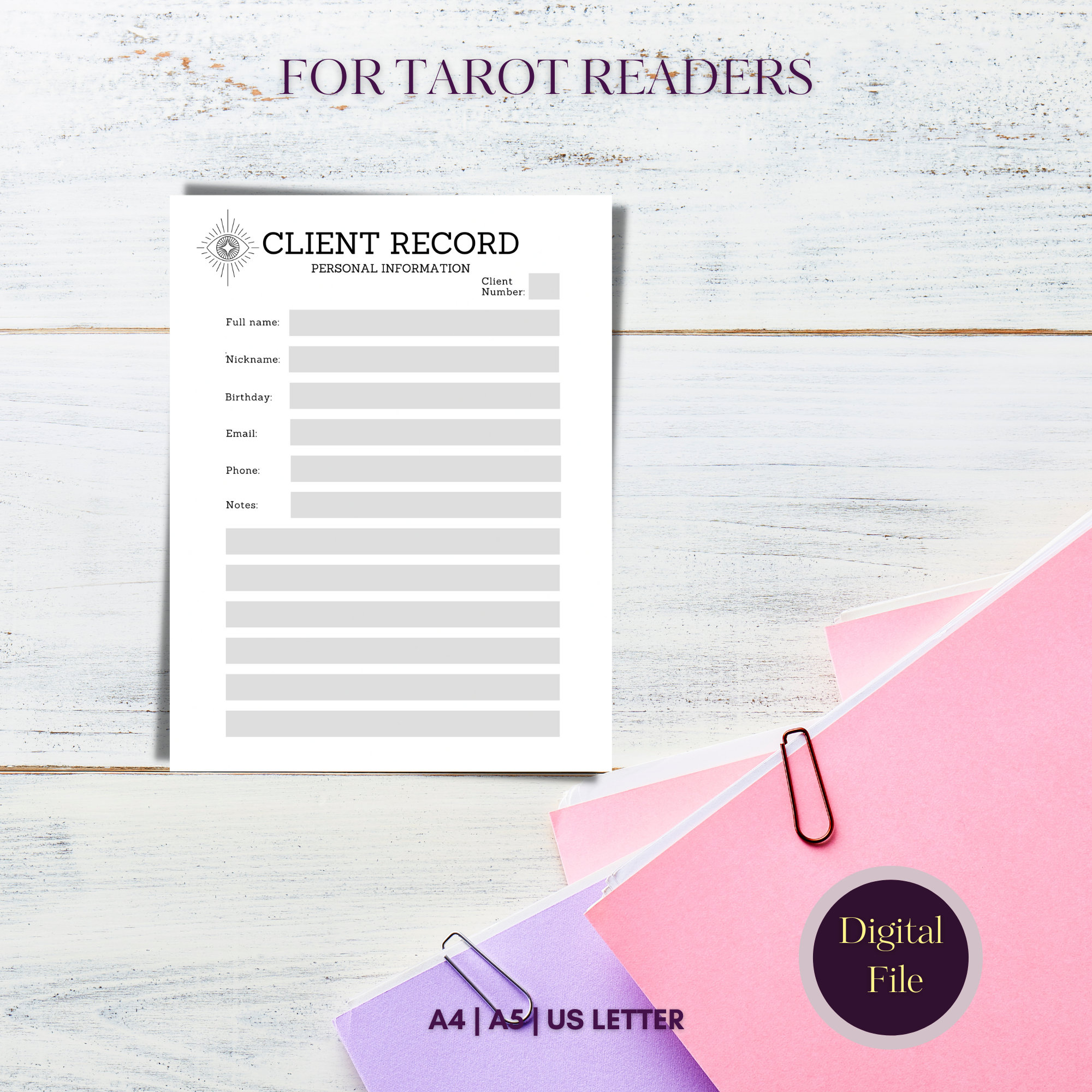 Tarot Client Information Register: Printable Reading Record (PDF) - Etsy