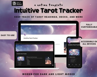 Intuitive Tarot Tracker | Digital Notion Template for Card Draws, Journaling & Personal Insight | Spiritual Planner