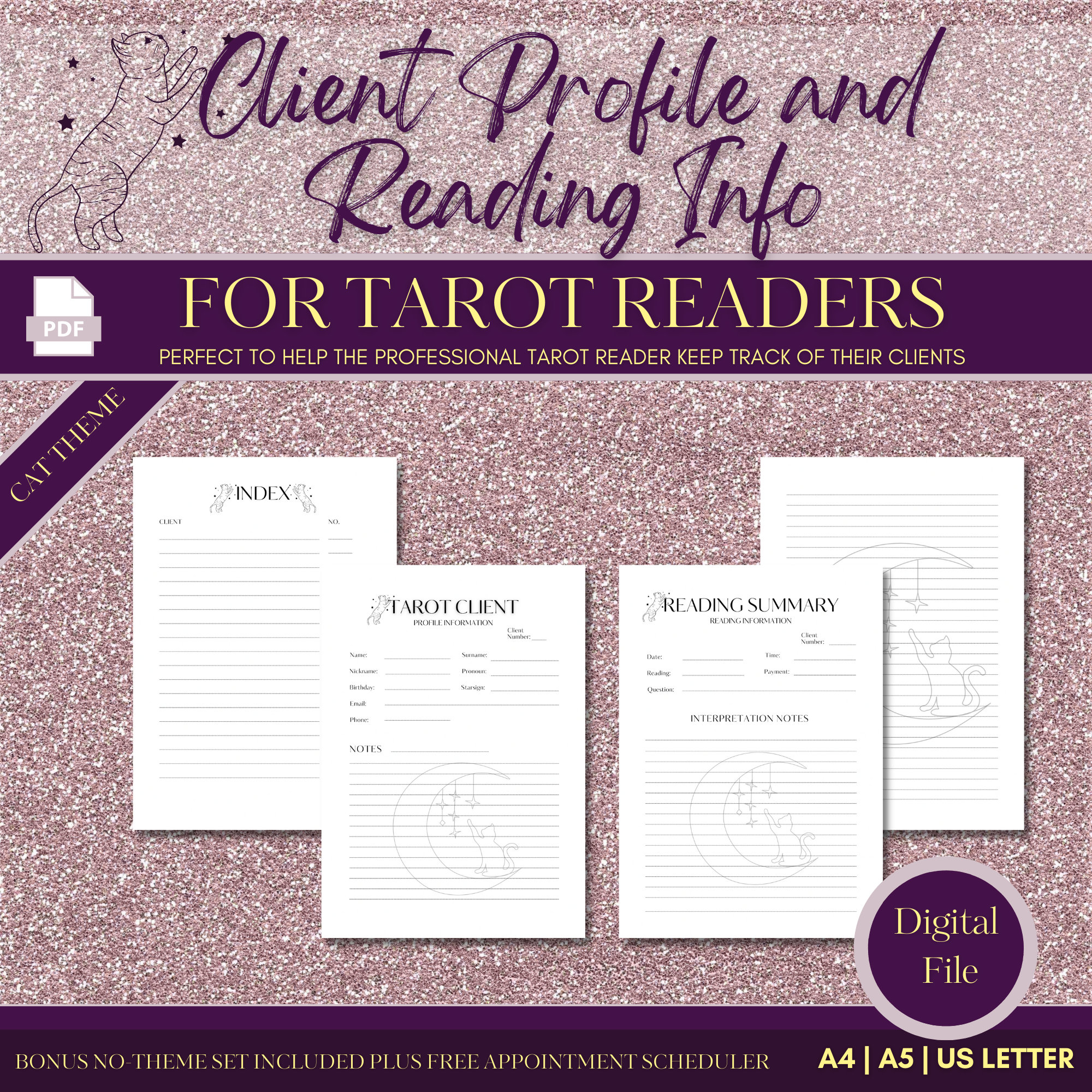 Tarot Client Information Templates: Cat Theme (PDF) - Etsy