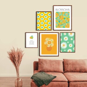 Printable Wall Art Decor | Set of 5 | The Blossoms Collection | Floral | Retro [Digital Print Download]
