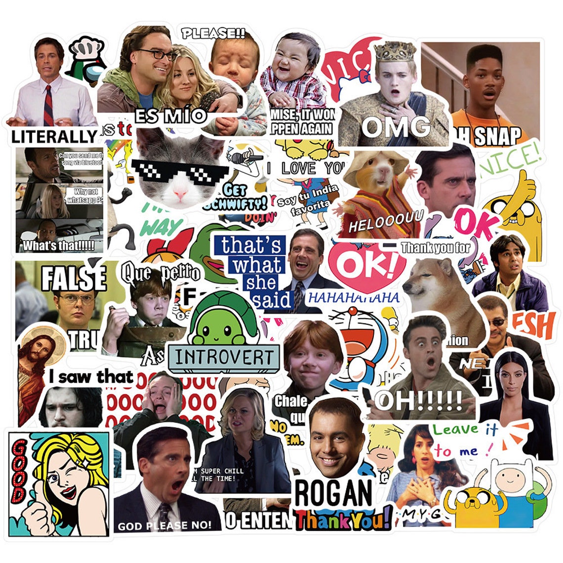 50 Pcs Funny Memes Stickers Laptop Skateboard Decals Waterproof Non ...