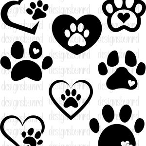 Coeur avec empreinte de patte SVG-patte de chat SVG-chaton SVG-empreinte de patte svg-animal commémoratif svg-animal svg