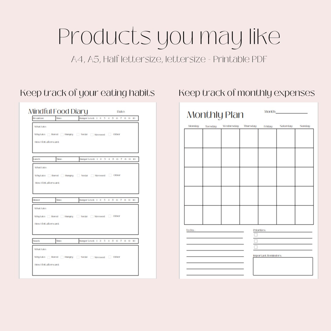 Printable Blank Monthly Landscape Calendar,minimalist Calendar Template ...