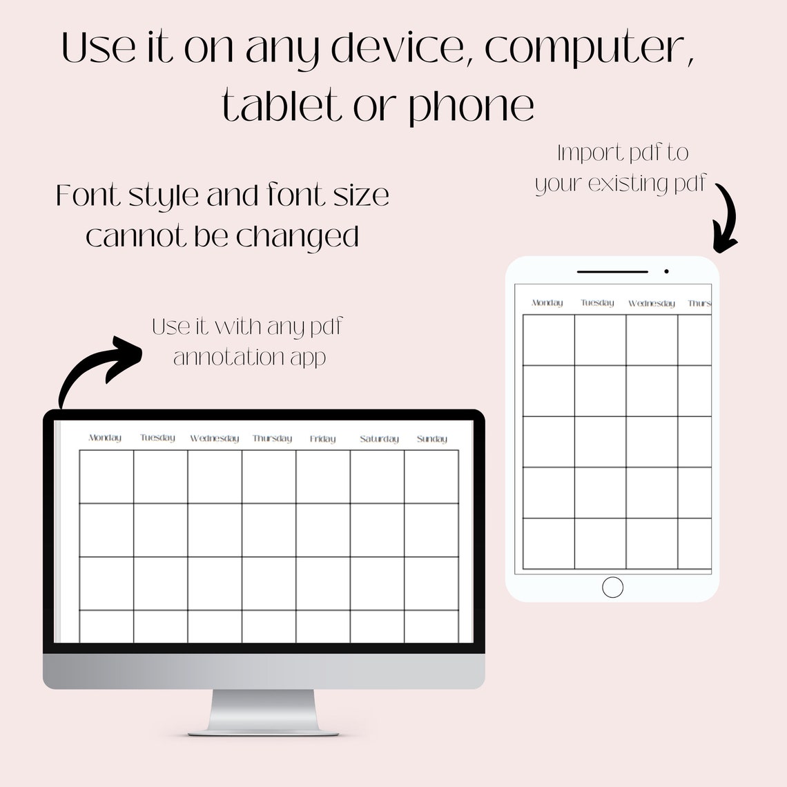 Printable Blank Monthly Landscape Calendar,minimalist Calendar Template ...