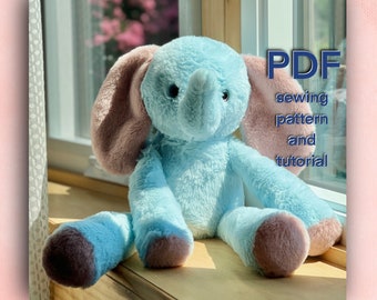 Elephant Plush Toy Sewing Pattern: 19" Stuffed Animal Tutorial (PDF)