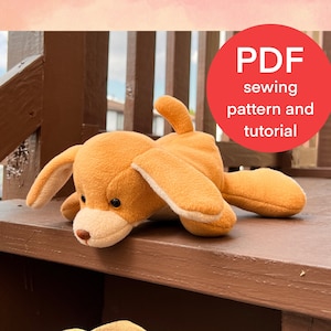 Puppy dog plushy toy sewing pattern, stuffed dog pattern