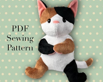 Calico Cat plushy toy sewing pattern, stuffed cat pattern