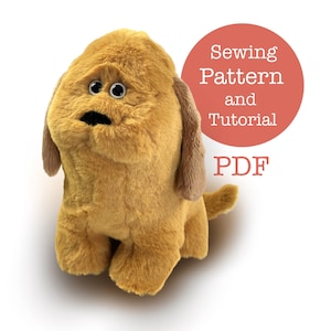 Dog plushy sewing pattern, stuffed animal sewing pattern and tutorial Golden Retriever Illustrated PDF