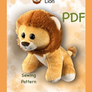 Lion PDF sewing pattern Stuffed Animal DIY plush toy sewing tutorial