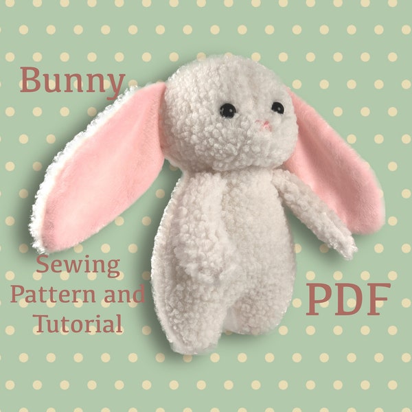 Bunny plushy toy sewing pattern, stuffed bunny pattern