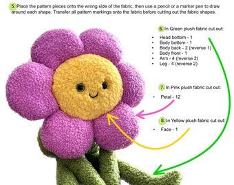 Mr. Flower ぬいぐるみの縫製パターン：19インチのぬいぐるみ（PDF