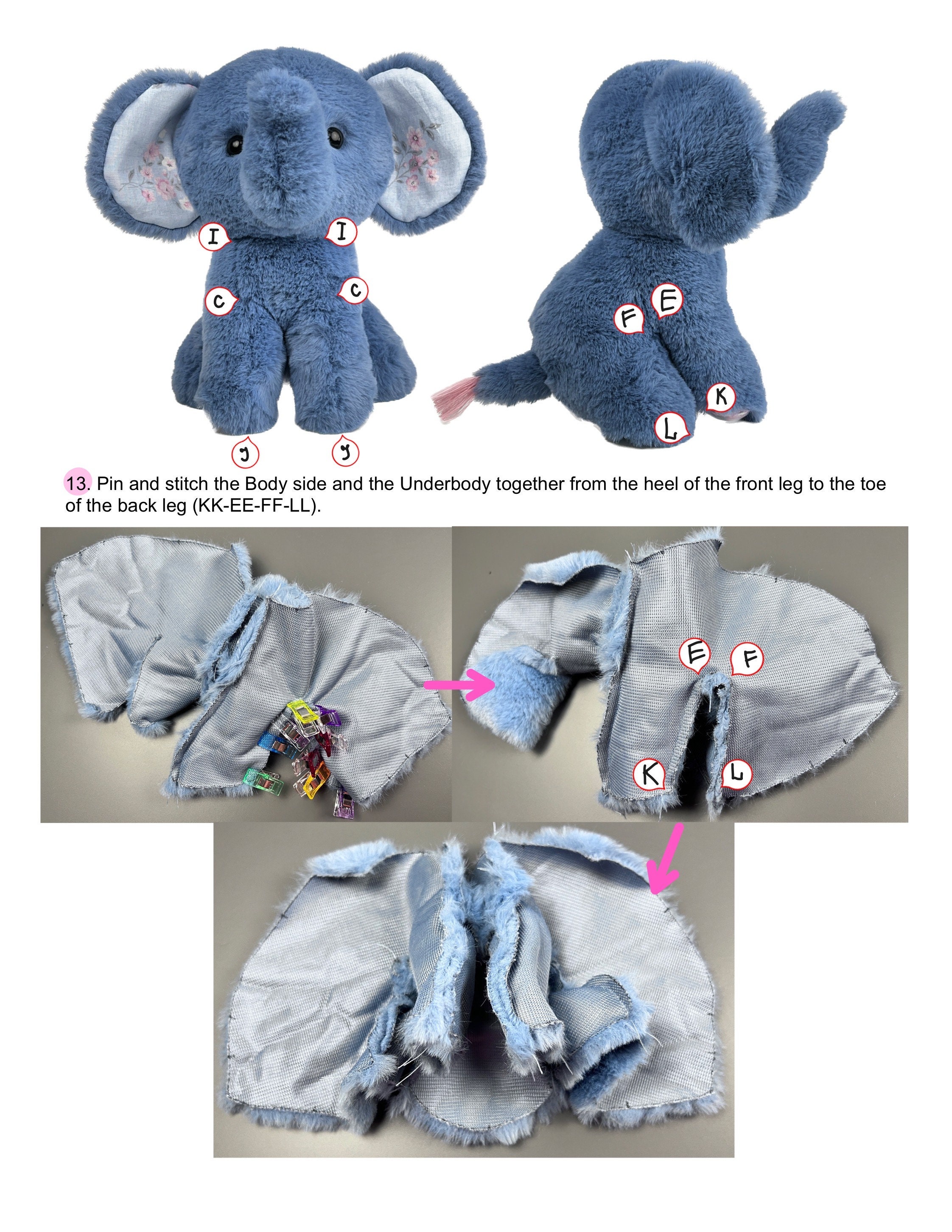 Elephant Plushy Toy Sewing Pattern Stuffed Elephant Tutorial - Etsy UK