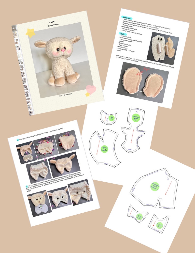 Lamb Stuffed Animal Toy Sewing Pattern Tutorial DIY Plushie Etsy