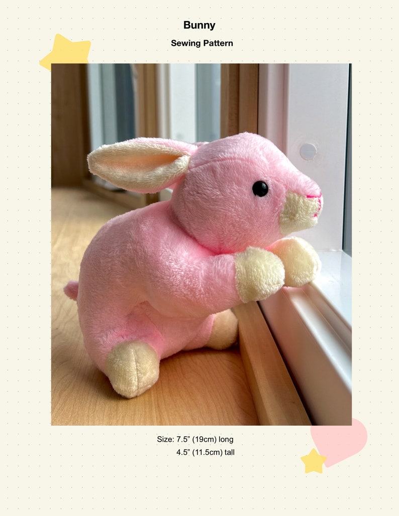 Bunny Rabbit Stuffed Toy Sewing Pattern Tutorial DIY Plushie Etsy