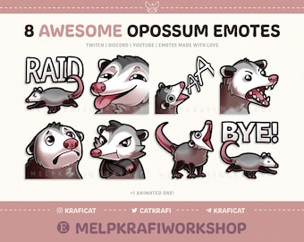 SUPERBES EMOTES OPOSSUM (8) | Twitch | Discorde | YouTube | Super pack d'émotes Opossum