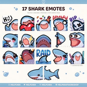 EMOTES DE REQUIN (17) | Twitch | Discorde | YouTube | Pack d'émoticônes Blahaj mignon