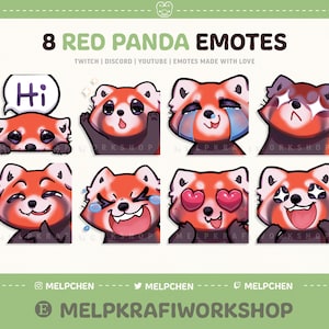 EMOTOS DE PANDA ROJO (8) / Twitch / Discord / YouTube / Adorable paquete de gestos de Panda Rojo