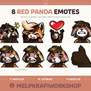 RED PANDA EMOTES (7) | Twitch | Discord | YouTube | Furry Red Panda Emote Pack