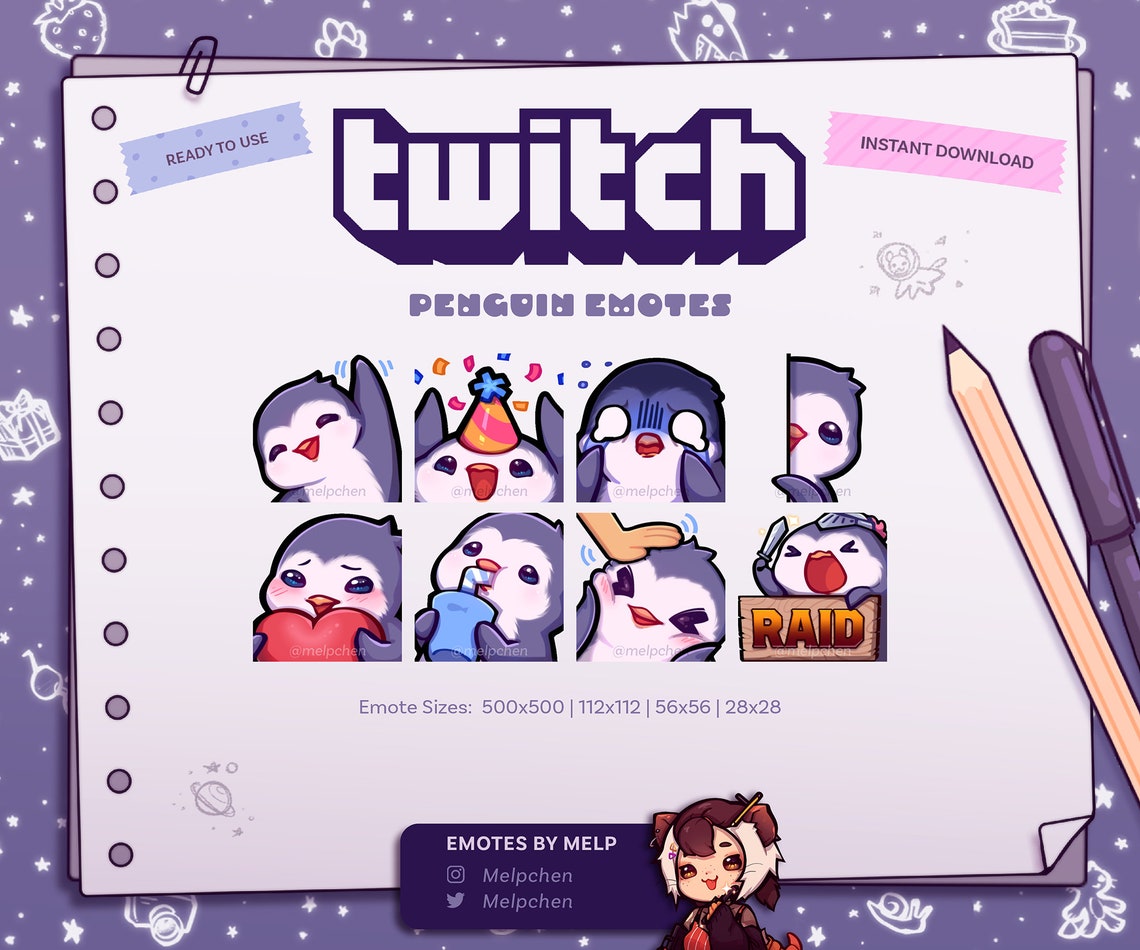 PENGUIN EMOTES 8 Twitch Discord Youtube Cute Penguin Emote Pack - Etsy