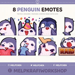 PENGUIN EMOTES (8) | Twitch | Discord | YouTube | Cute Penguin Emote Pack