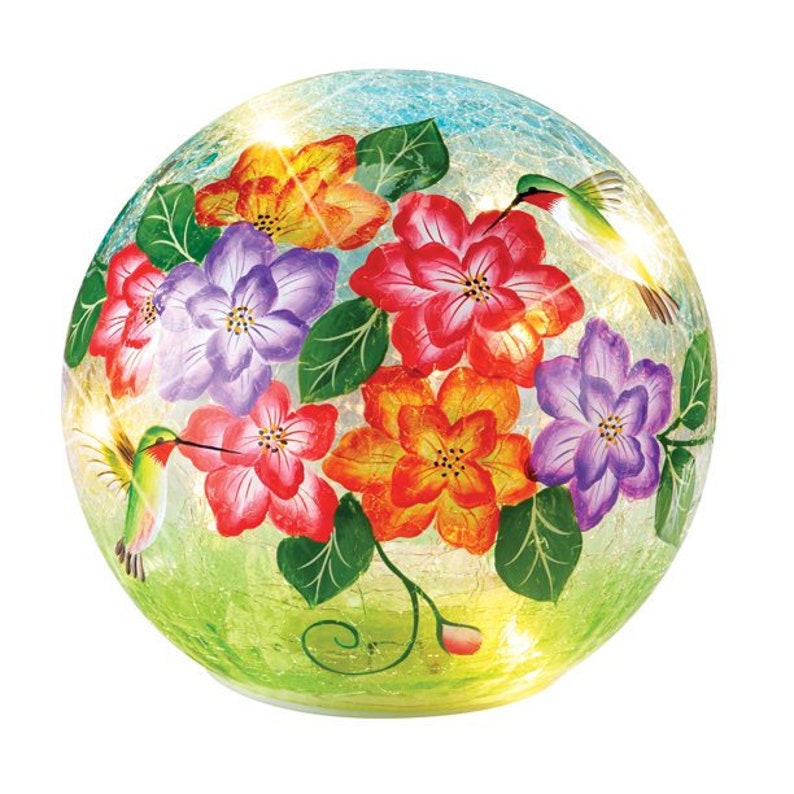 Lighted Flower Glass Ball Etsy