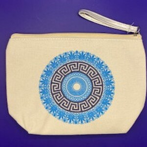 Porte-monnaie/pochette/trousse de toilette doublée motif clé grecque et acanthe