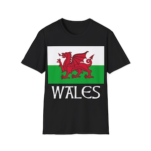 Wales / Welsh Flag / Cymru Flag / St. Davids Day / Celtic / Red Dragon of Wales - Unisex Softstyle T-Shirt (10 Colors)