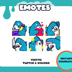 6 lindos gestos estáticos de tiburón / ¡para Twitch, Discord y más!