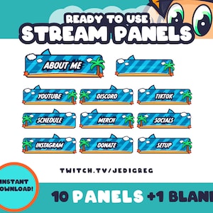 10 Cute Shark Island Panels | for Twitch, Discord and more!