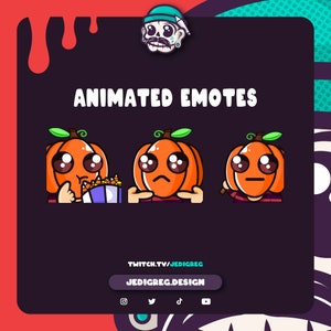 Halloween Pumpkin Animated Emotes SET | for Twitch, Discord and more!