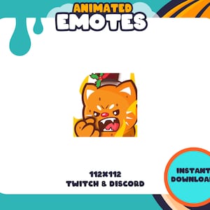 Animated Rage Gingerbread Cat Christmas Holiday Emote | for Twitch, Discord and more! | Angry Mad Snow Fall Vibes Kitty