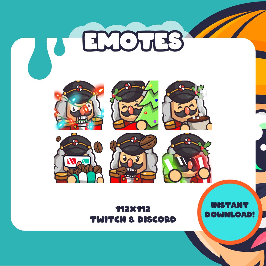 6x Nutcracker Christmas Emotes Twitch, Discord, Youtube, Tiktok Streaming Dancing Christmas Tree