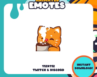 Animated Sip Gingerbread Cat Christmas Holiday Emote | Twitch, Discord, Youtube, TikTok Streaming | Sipping Snow Fall  Kitty Xmas Tree