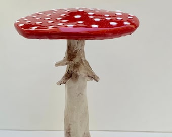 Handmade clay mushroom free standing figurine — garden, home, terrarium — assorted sizes and colors available