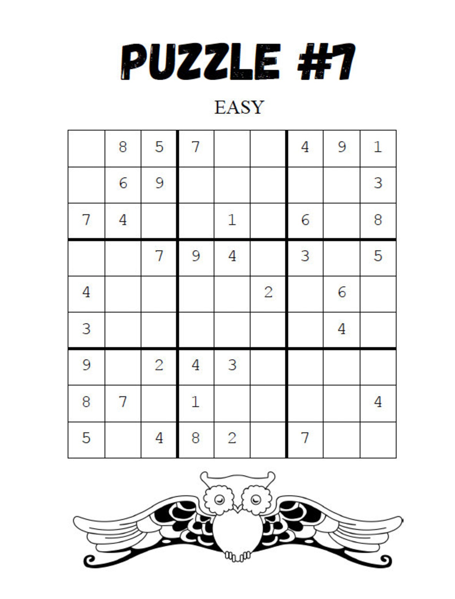Downloadable and Printable Owl Booklet of 40 Sudoku Puzzles (9x9 Grid Easy Level) - Etsy