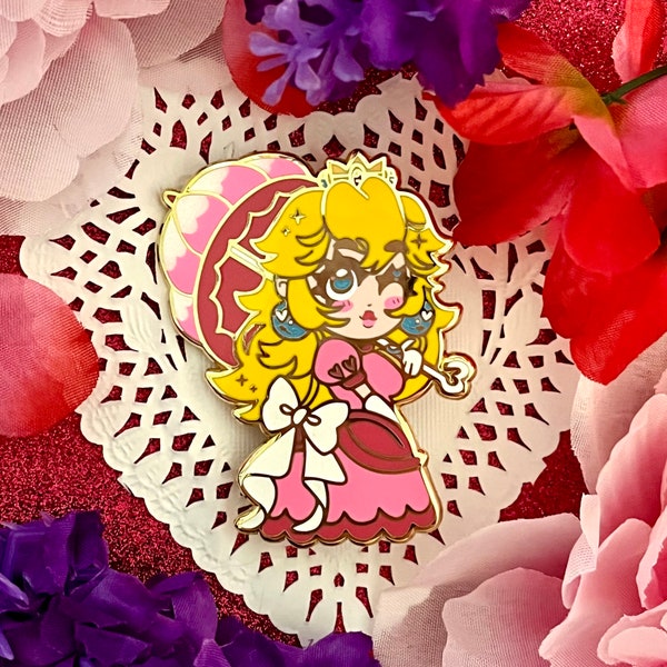 Princess Peach Enamel Pin Super Mario matching sticker